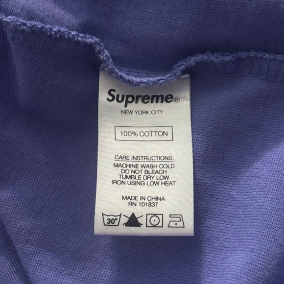 Supreme Shirt Mens Large Trademark Long Sleeve 2019 Purple Gold Back Text Cotton - Picture 9 of 11